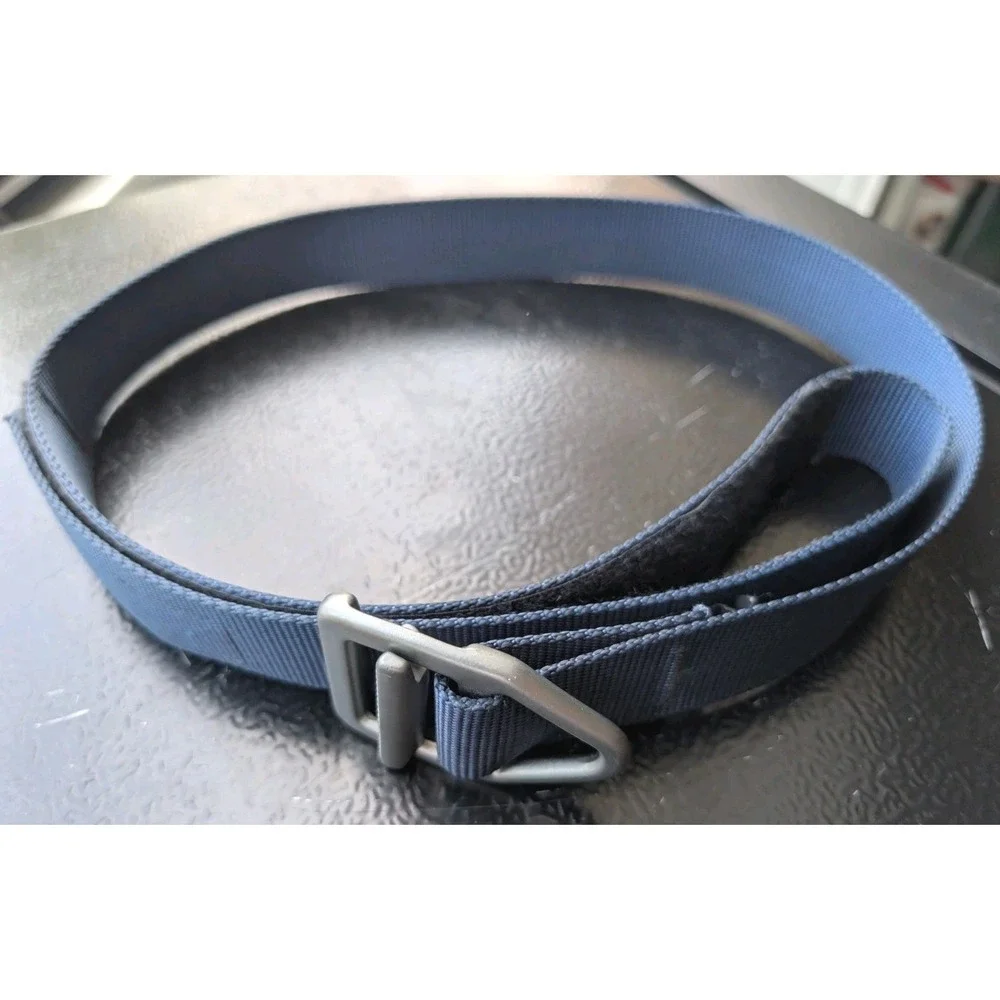 Bison Designs Heavy Duty Nylon Web Belt L Blue V-Ring Buckle Outdoor